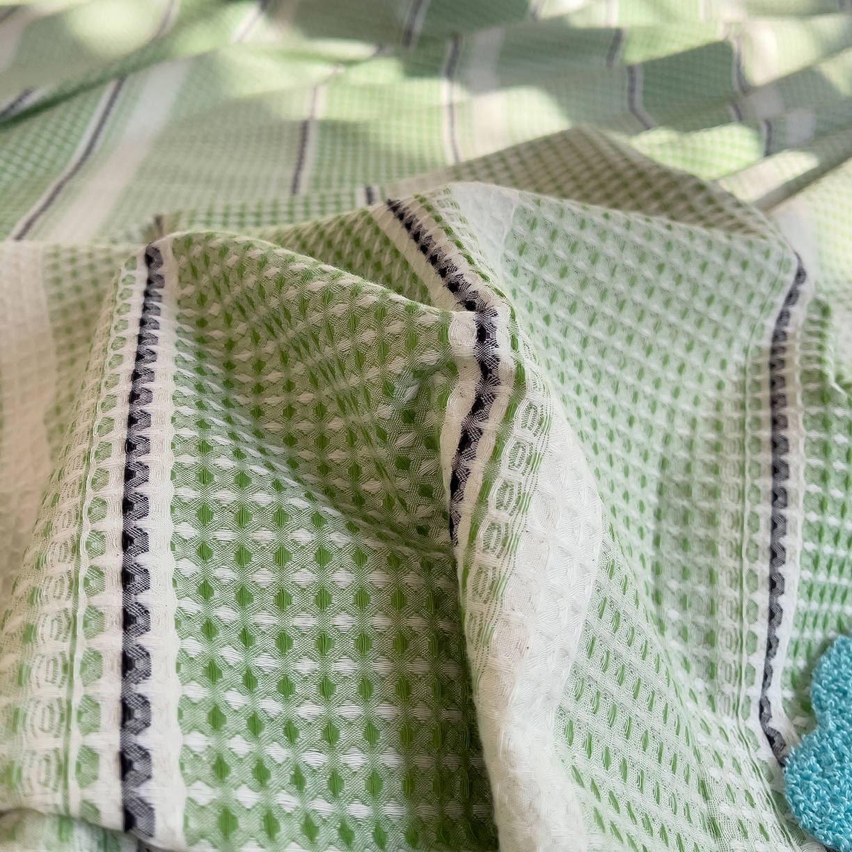 91家纺网 家纺一手货源 找家纺 炫拼家纺 2026新款A类全棉色织华夫格卡通毛巾绣B版40支纯棉水洗棉四件套-乐邦系列 乐邦-汉堡狗