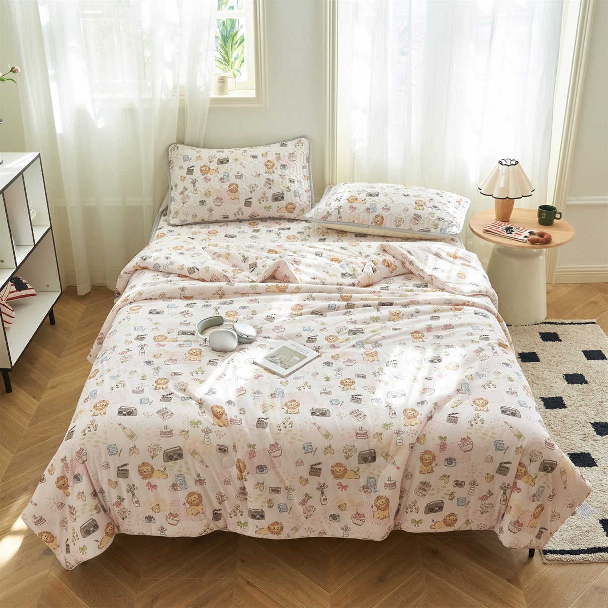 91家纺网 家纺一手货源 找家纺 恒爱家纺 2026新款A类凉感丝夏被床笠系列三件套四件套 王者派对