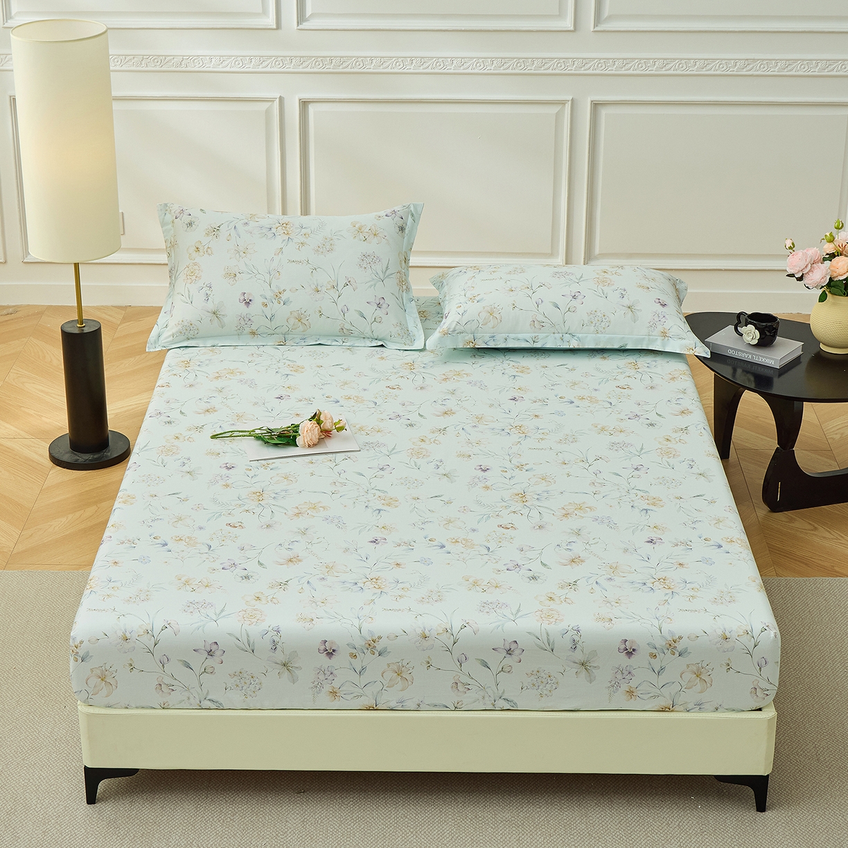 元元家居（元元被业） 2026新款全棉13372套件及单品【印花款】-单床笠 春晓绿