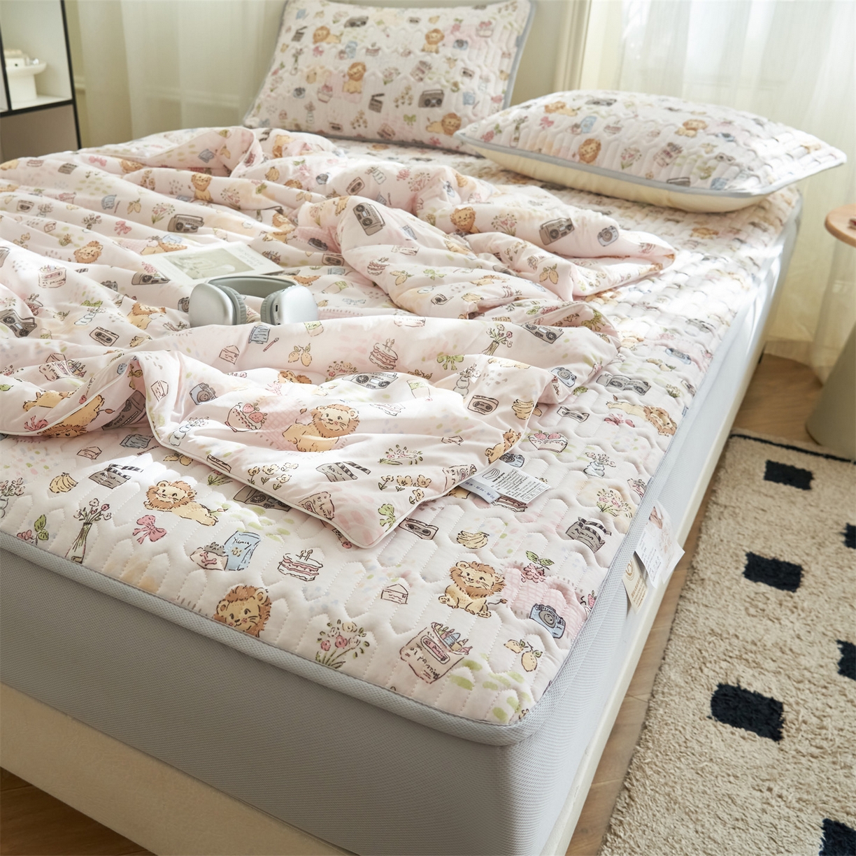 91家纺网 家纺一手货源 找家纺 恒爱家纺 2026新款A类凉感丝夏被床笠系列三件套四件套 王者派对