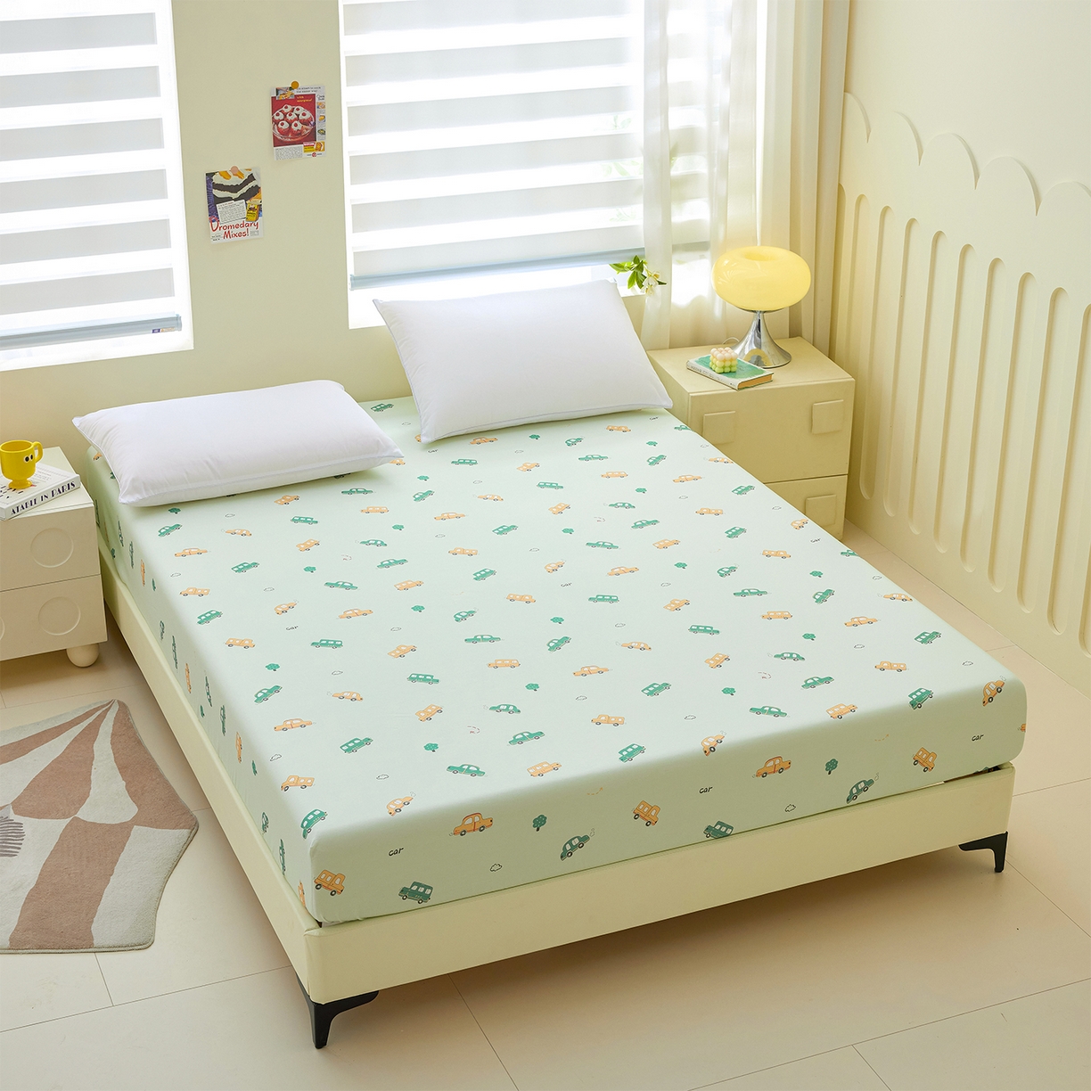 91家纺网 家纺一手货源 找家纺 元元家居（元元被业） 2026新款全棉13372套件及单品【印花款】-单床笠 嘟嘟城