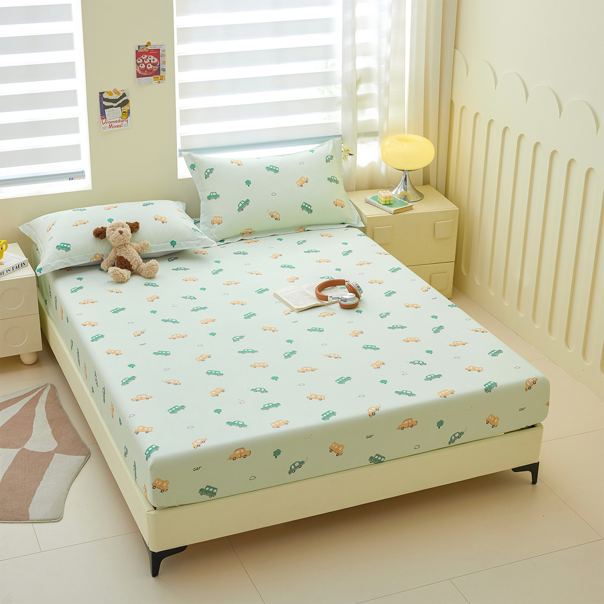 91家纺网 家纺一手货源 找家纺 元元家居（元元被业） 2026新款全棉13372套件及单品【印花款】-单床笠 嘟嘟城