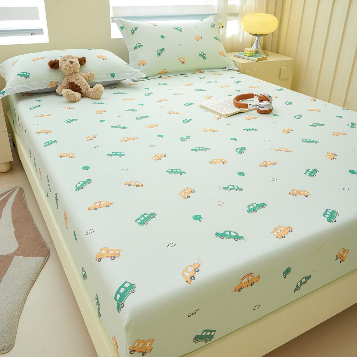 91家纺网 家纺一手货源 找家纺 元元家居（元元被业） 2026新款全棉13372套件及单品【印花款】-单床笠 嘟嘟城