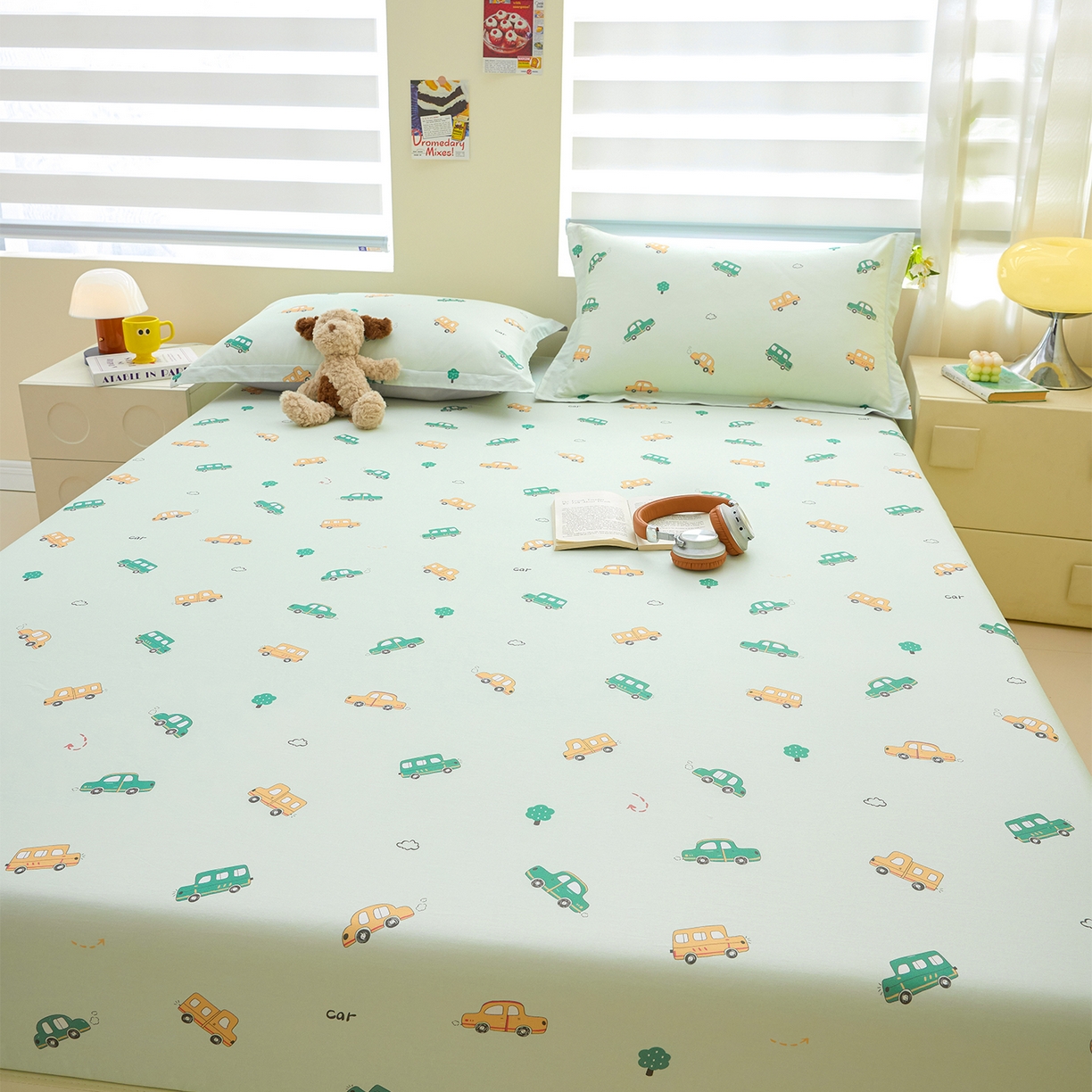 91家纺网 家纺一手货源 找家纺 元元家居（元元被业） 2026新款全棉13372套件及单品【印花款】-单床笠 嘟嘟城