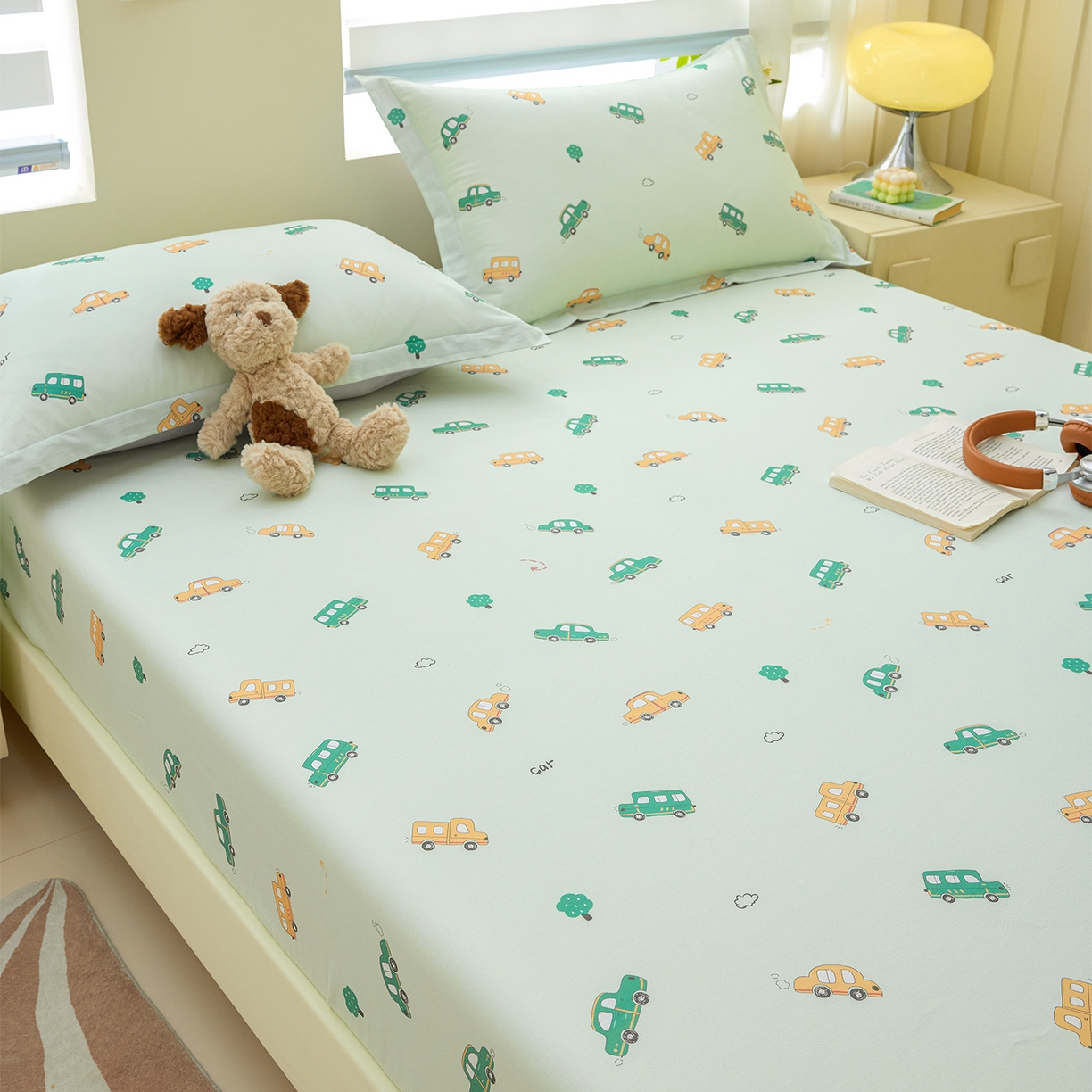 91家纺网 家纺一手货源 找家纺 元元家居（元元被业） 2026新款全棉13372套件及单品【印花款】-单床笠 嘟嘟城