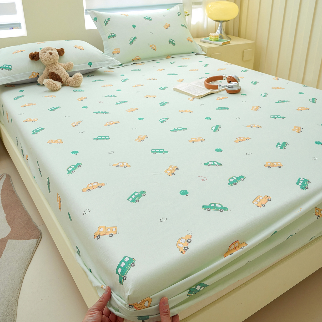 91家纺网 家纺一手货源 找家纺 元元家居（元元被业） 2026新款全棉13372套件及单品【印花款】-单床笠 嘟嘟城