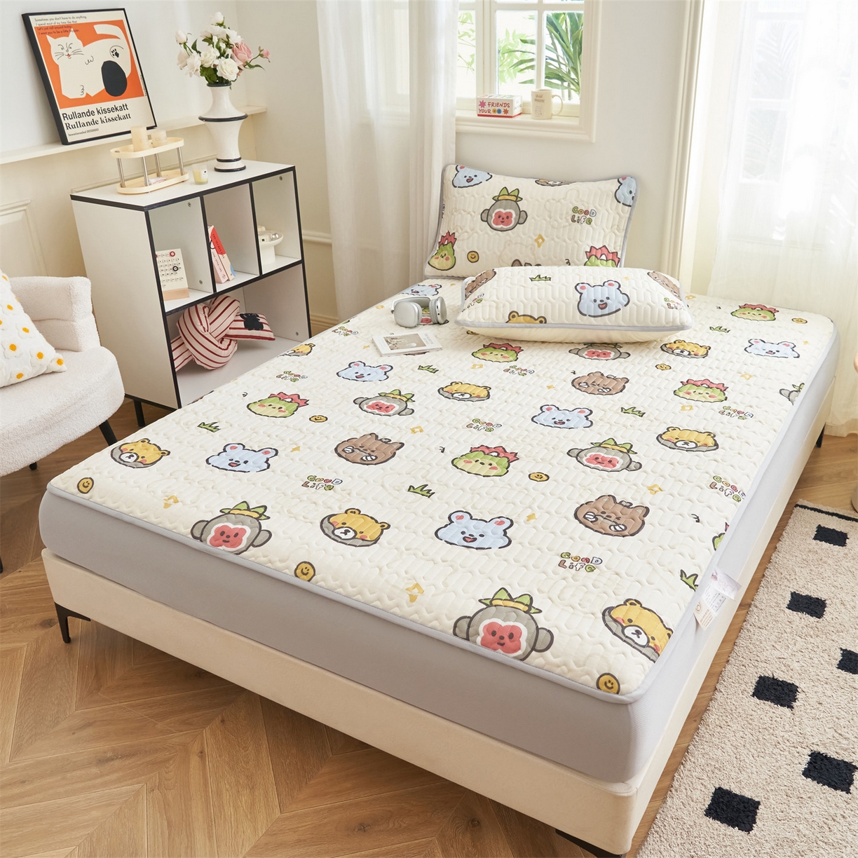 91家纺网 家纺一手货源 找家纺 恒爱家纺 2026新款A类凉感丝夏被床笠系列三件套四件套 西游乐园