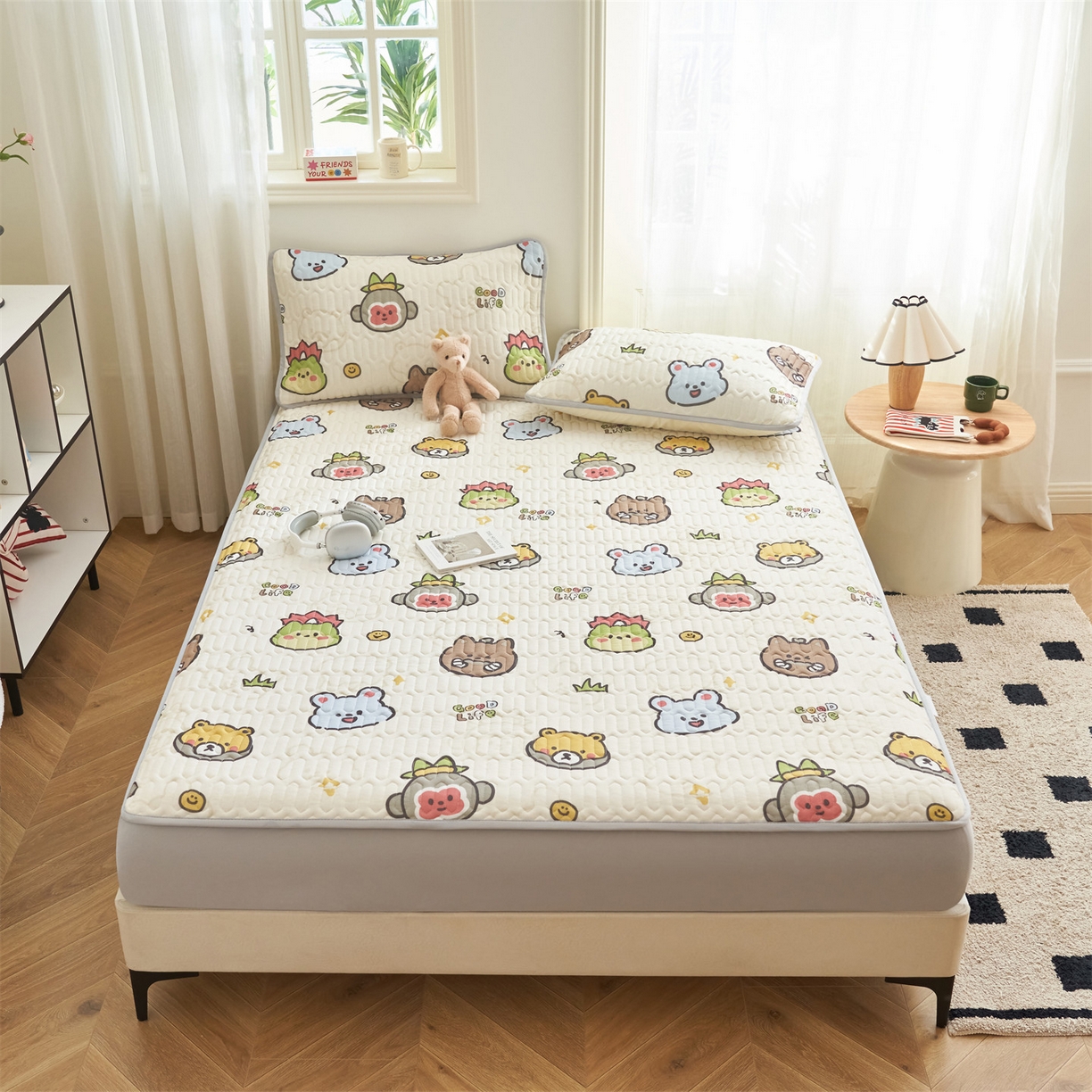 91家纺网 家纺一手货源 找家纺 恒爱家纺 2026新款A类凉感丝夏被床笠系列三件套四件套 西游乐园