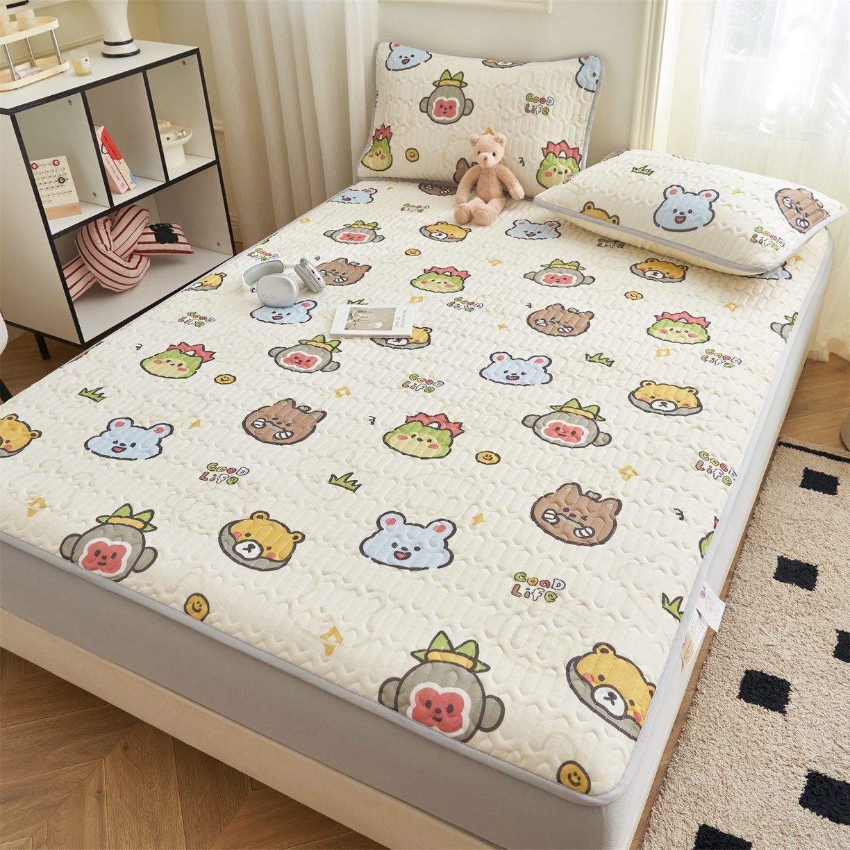 91家纺网 家纺一手货源 找家纺 恒爱家纺 2026新款A类凉感丝夏被床笠系列三件套四件套 西游乐园