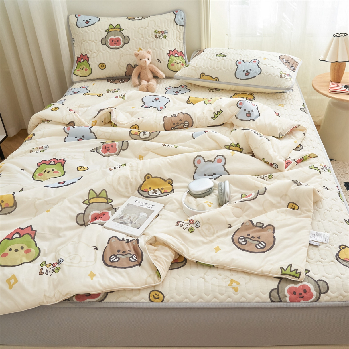 91家纺网 家纺一手货源 找家纺 恒爱家纺 2026新款A类凉感丝夏被床笠系列三件套四件套 西游乐园