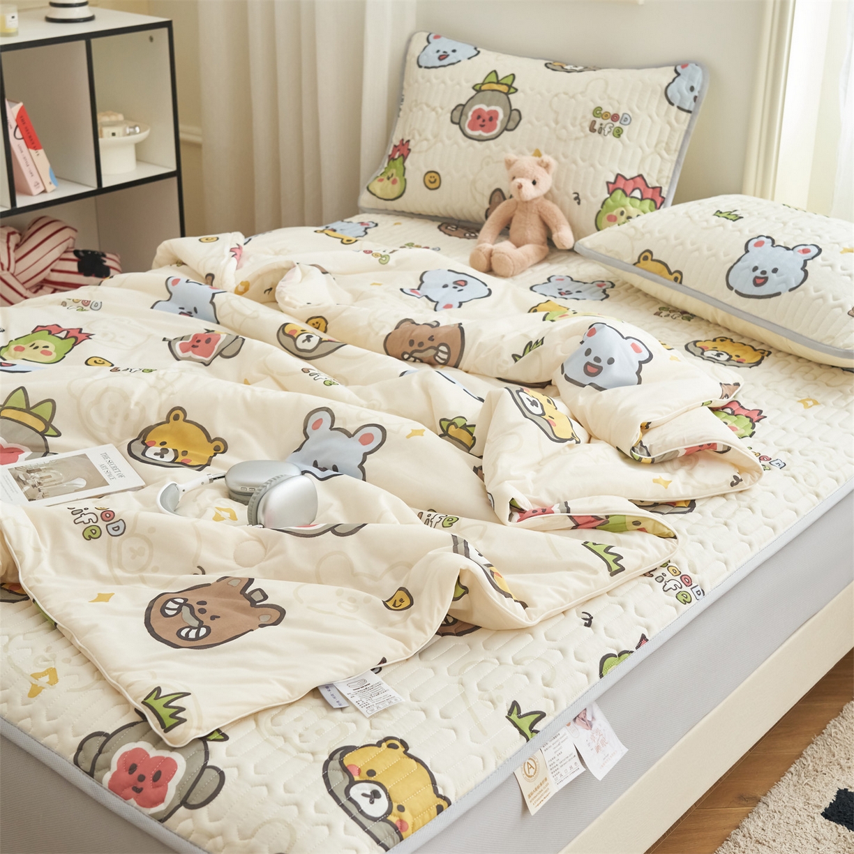 91家纺网 家纺一手货源 找家纺 恒爱家纺 2026新款A类凉感丝夏被床笠系列三件套四件套 西游乐园