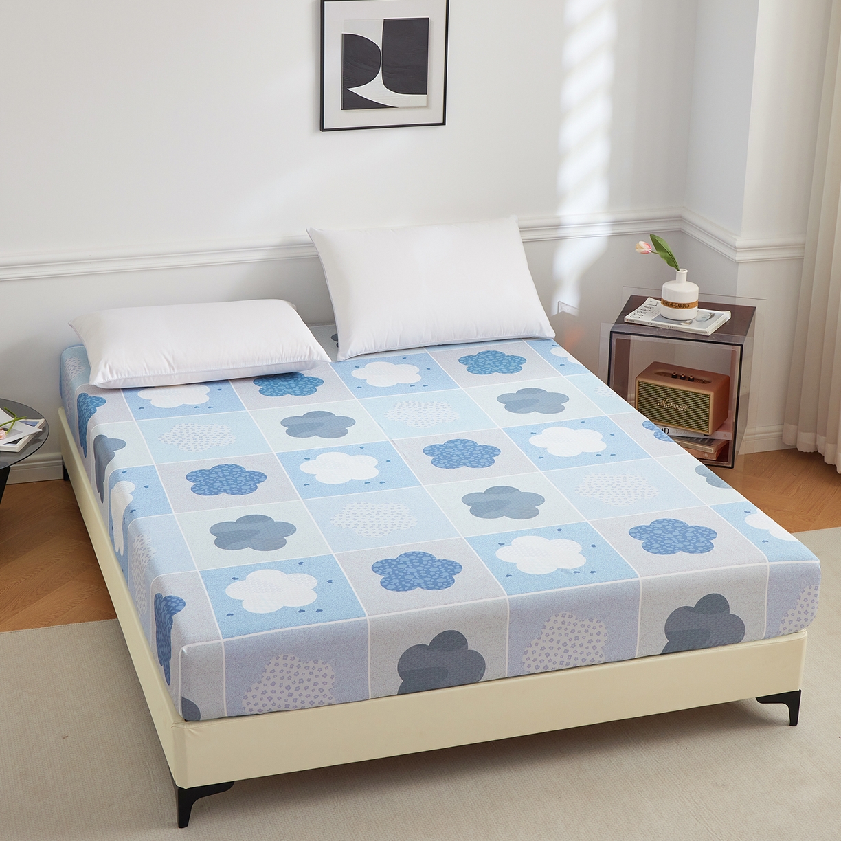 91家纺网 家纺一手货源 找家纺 元元家居（元元被业） 2026新款全棉13372套件及单品【印花款】-单床笠 非凡