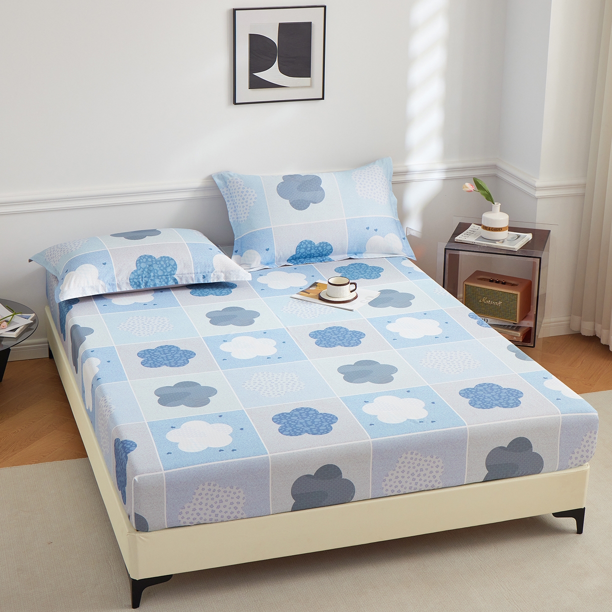 91家纺网 家纺一手货源 找家纺 元元家居（元元被业） 2026新款全棉13372套件及单品【印花款】-单床笠 非凡