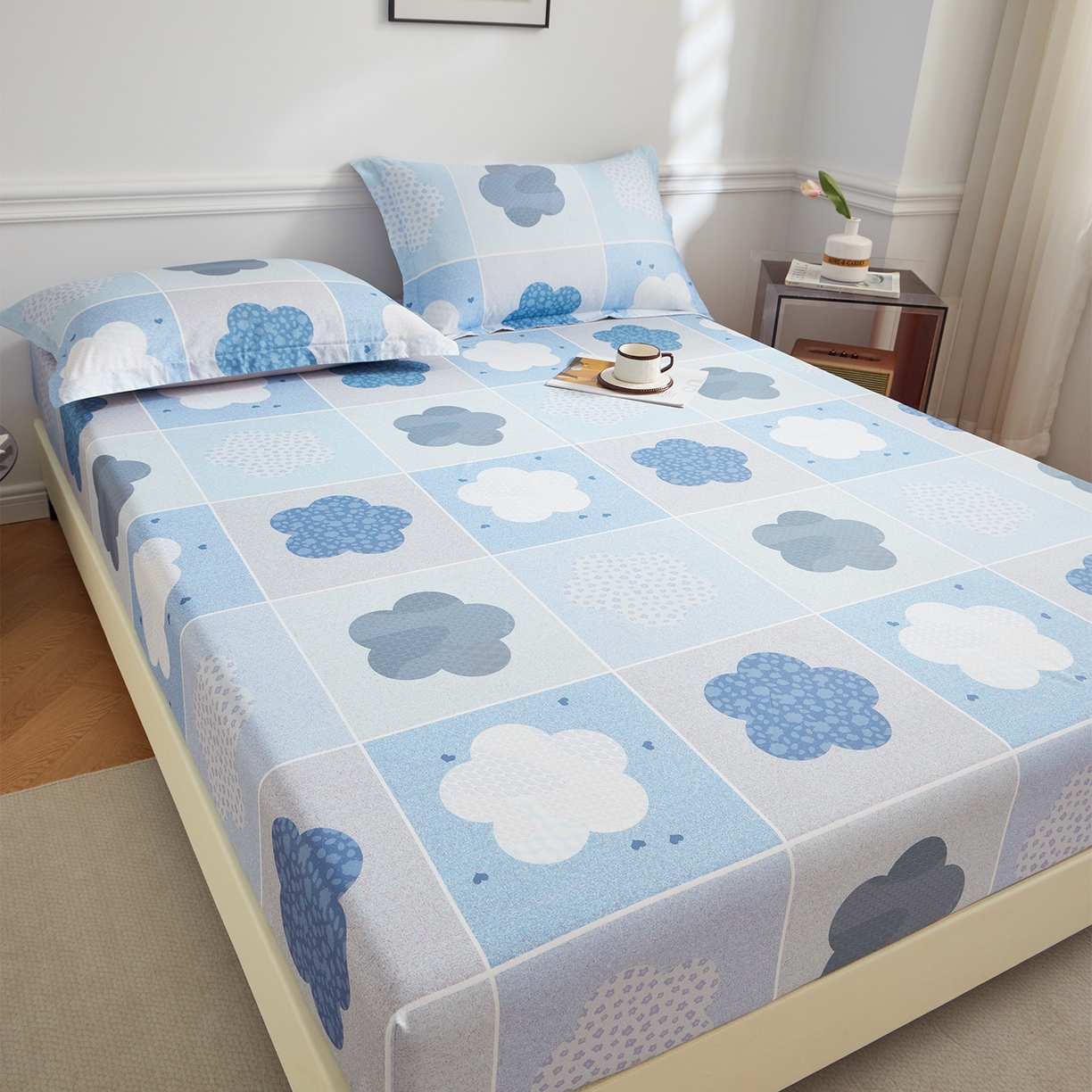 91家纺网 家纺一手货源 找家纺 元元家居（元元被业） 2026新款全棉13372套件及单品【印花款】-单床笠 非凡