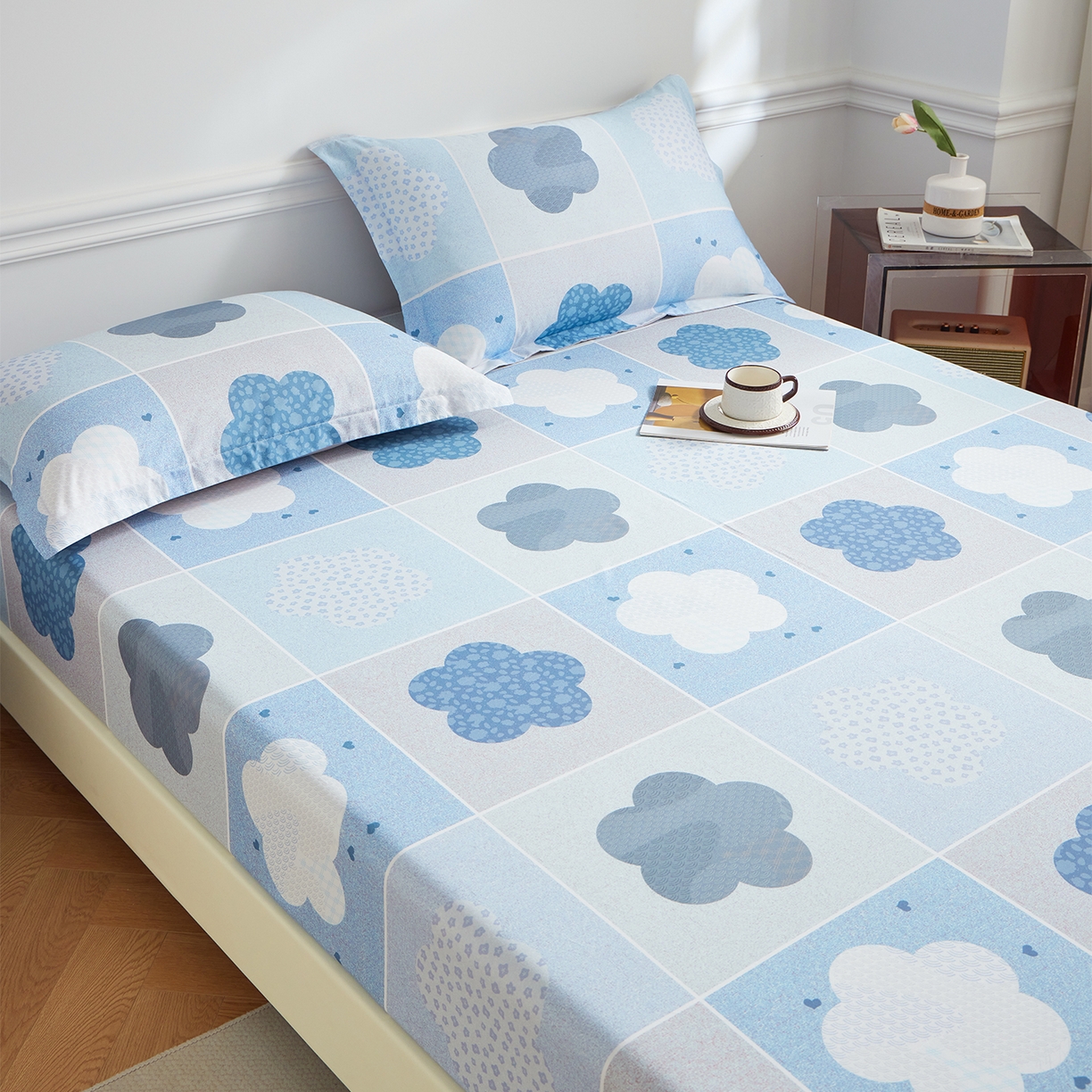 91家纺网 家纺一手货源 找家纺 元元家居（元元被业） 2026新款全棉13372套件及单品【印花款】-单床笠 非凡