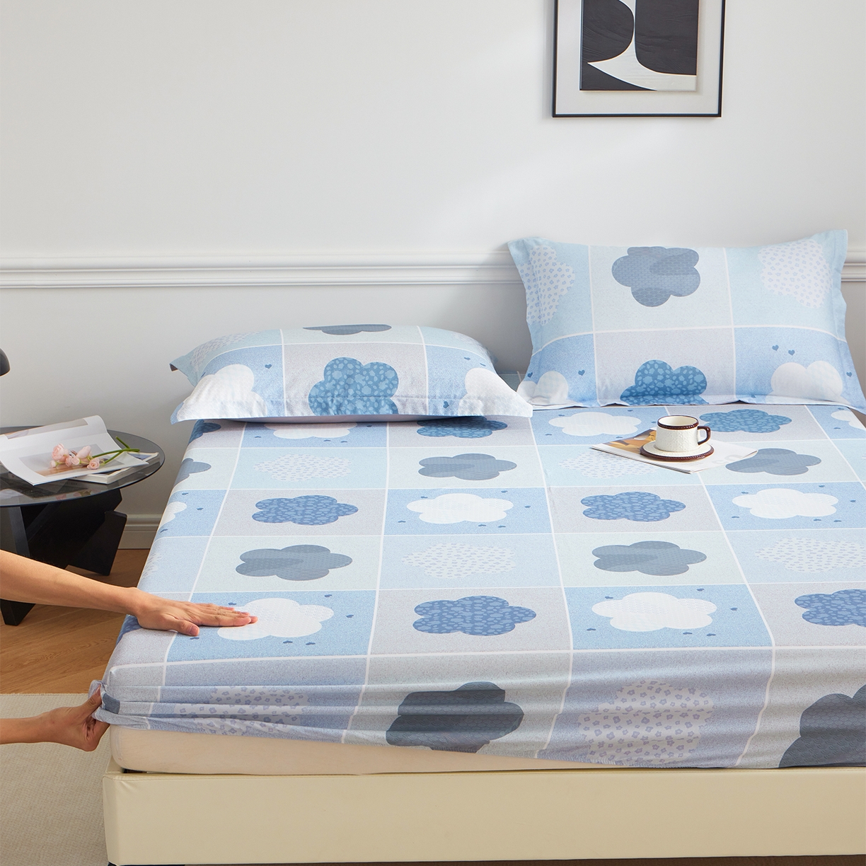 91家纺网 家纺一手货源 找家纺 元元家居（元元被业） 2026新款全棉13372套件及单品【印花款】-单床笠 非凡