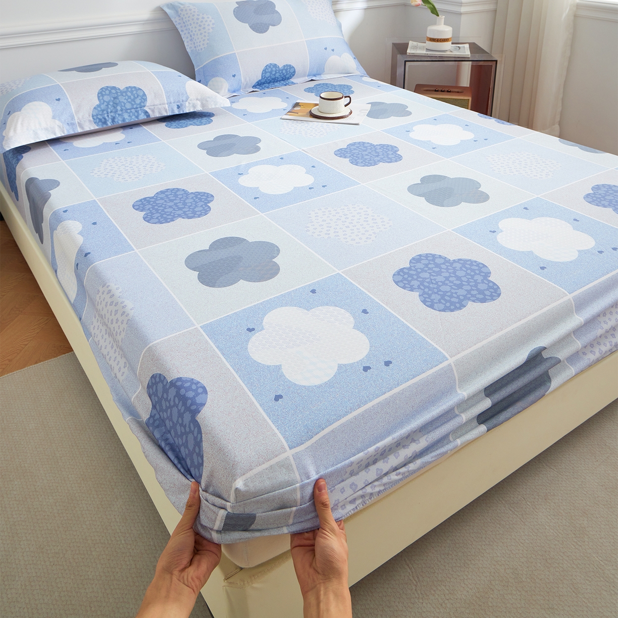 91家纺网 家纺一手货源 找家纺 元元家居（元元被业） 2026新款全棉13372套件及单品【印花款】-单床笠 非凡