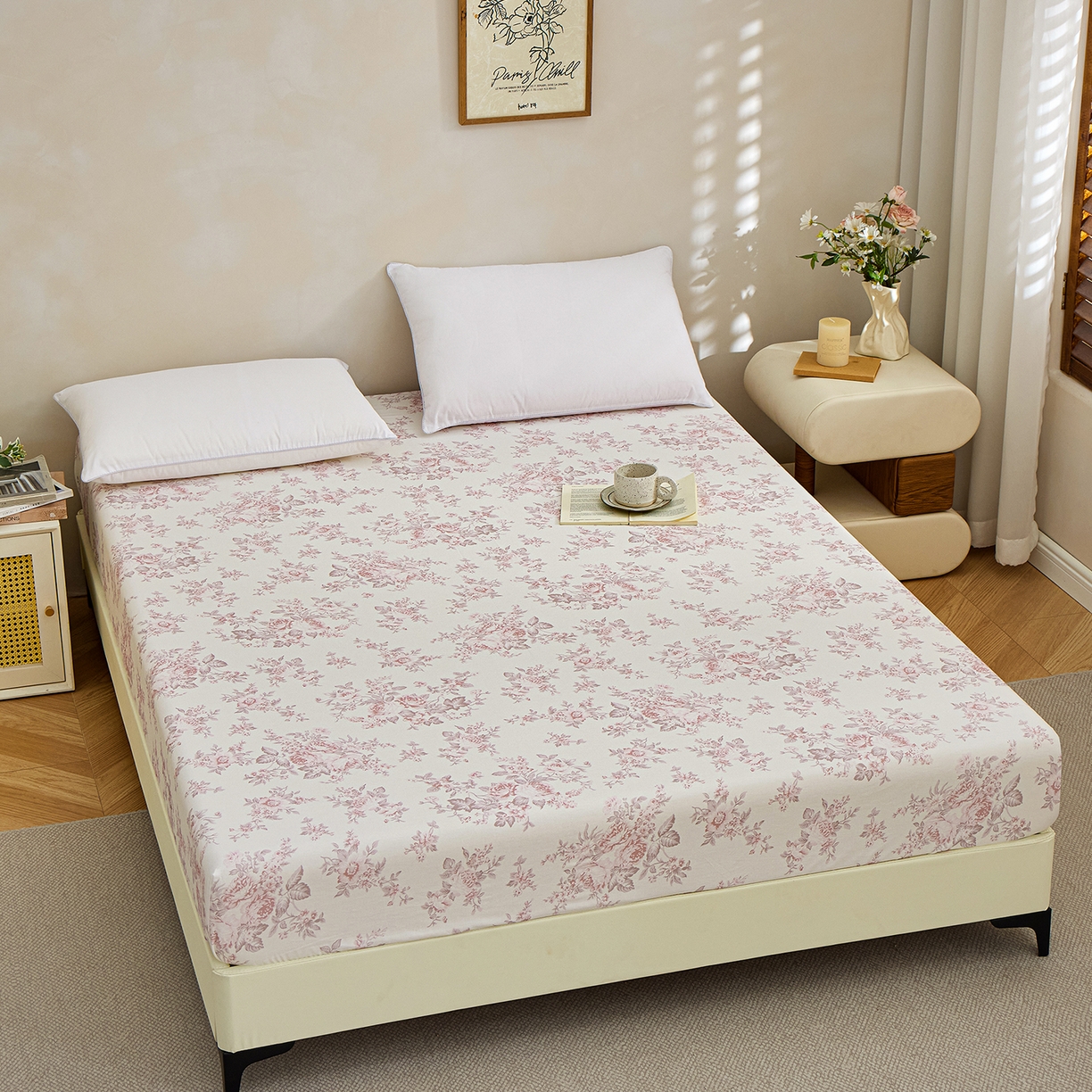 91家纺网 家纺一手货源 找家纺 元元家居（元元被业） 2026新款全棉13372套件及单品【印花款】-单床笠 芙尔