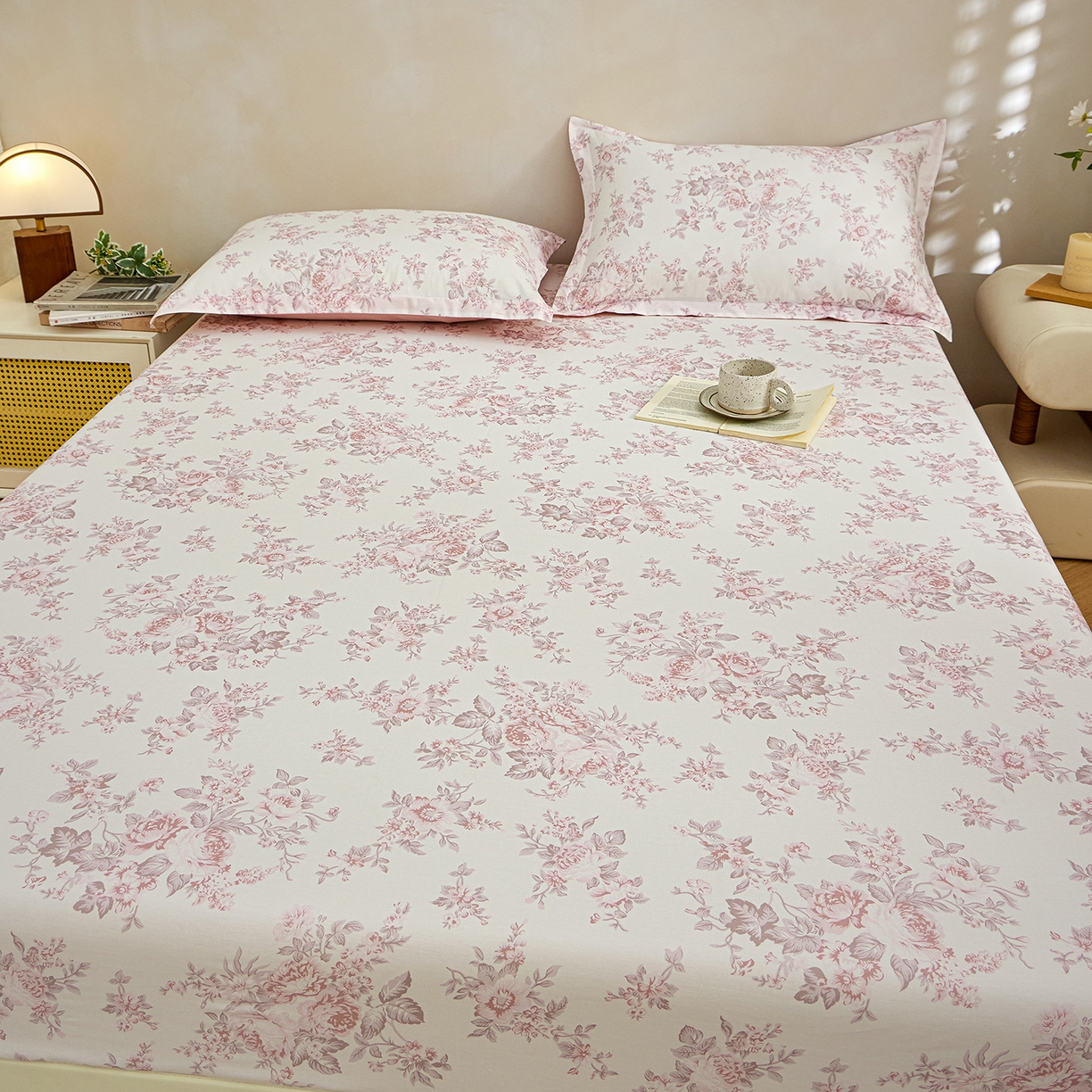 91家纺网 家纺一手货源 找家纺 元元家居（元元被业） 2026新款全棉13372套件及单品【印花款】-单床笠 芙尔