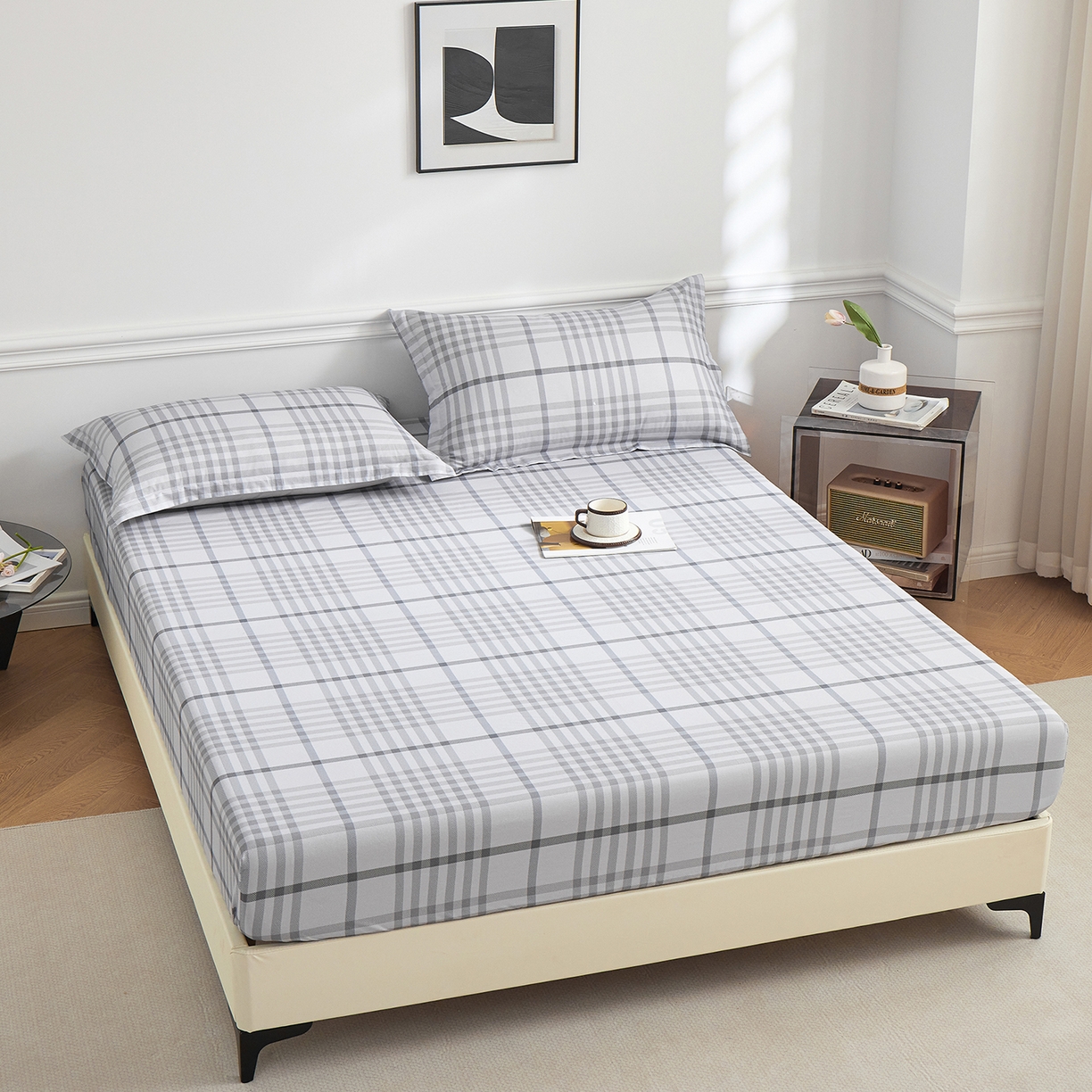 91家纺网 家纺一手货源 找家纺 元元家居（元元被业） 2026新款全棉13372套件及单品【印花款】-单床笠 格调