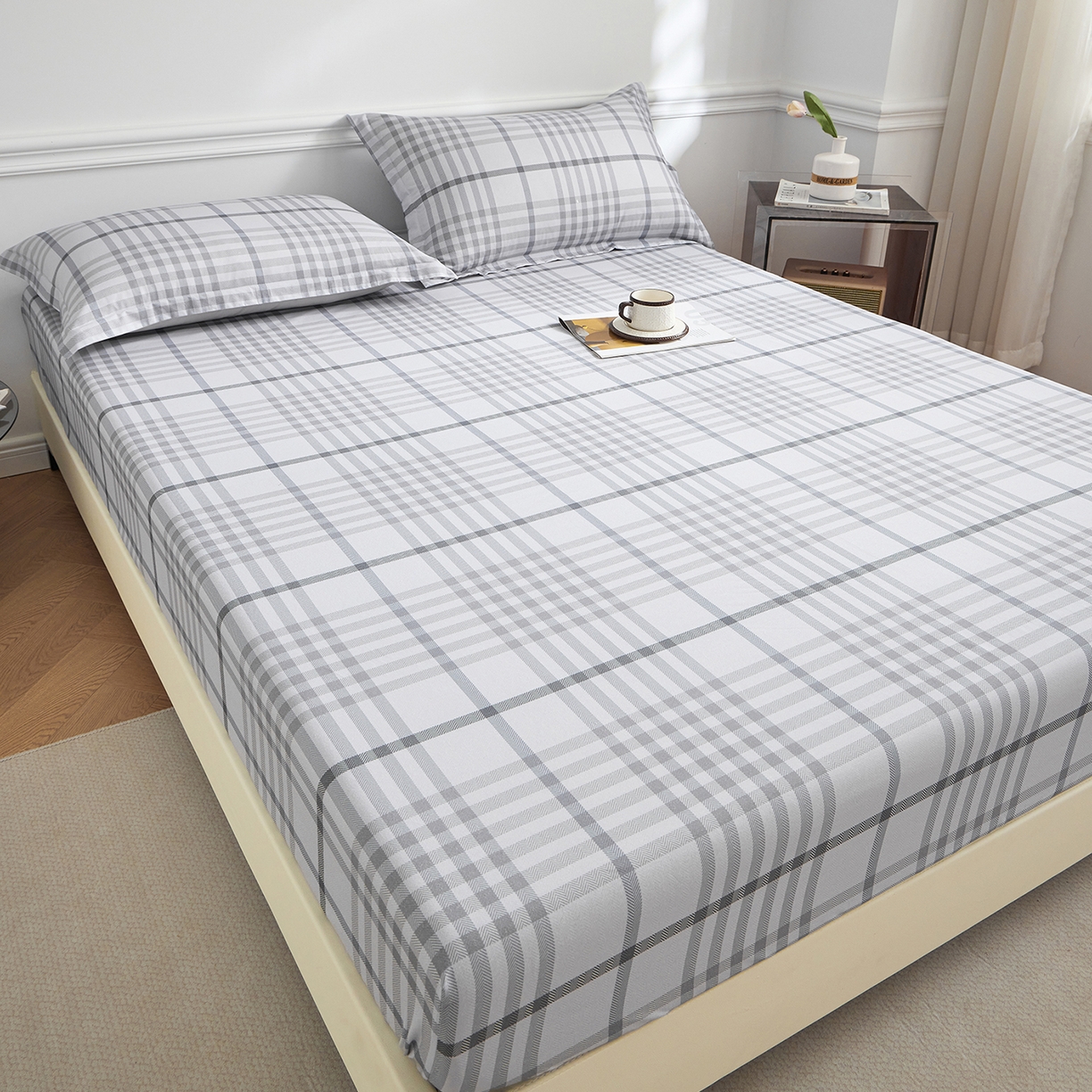 91家纺网 家纺一手货源 找家纺 元元家居（元元被业） 2026新款全棉13372套件及单品【印花款】-单床笠 格调