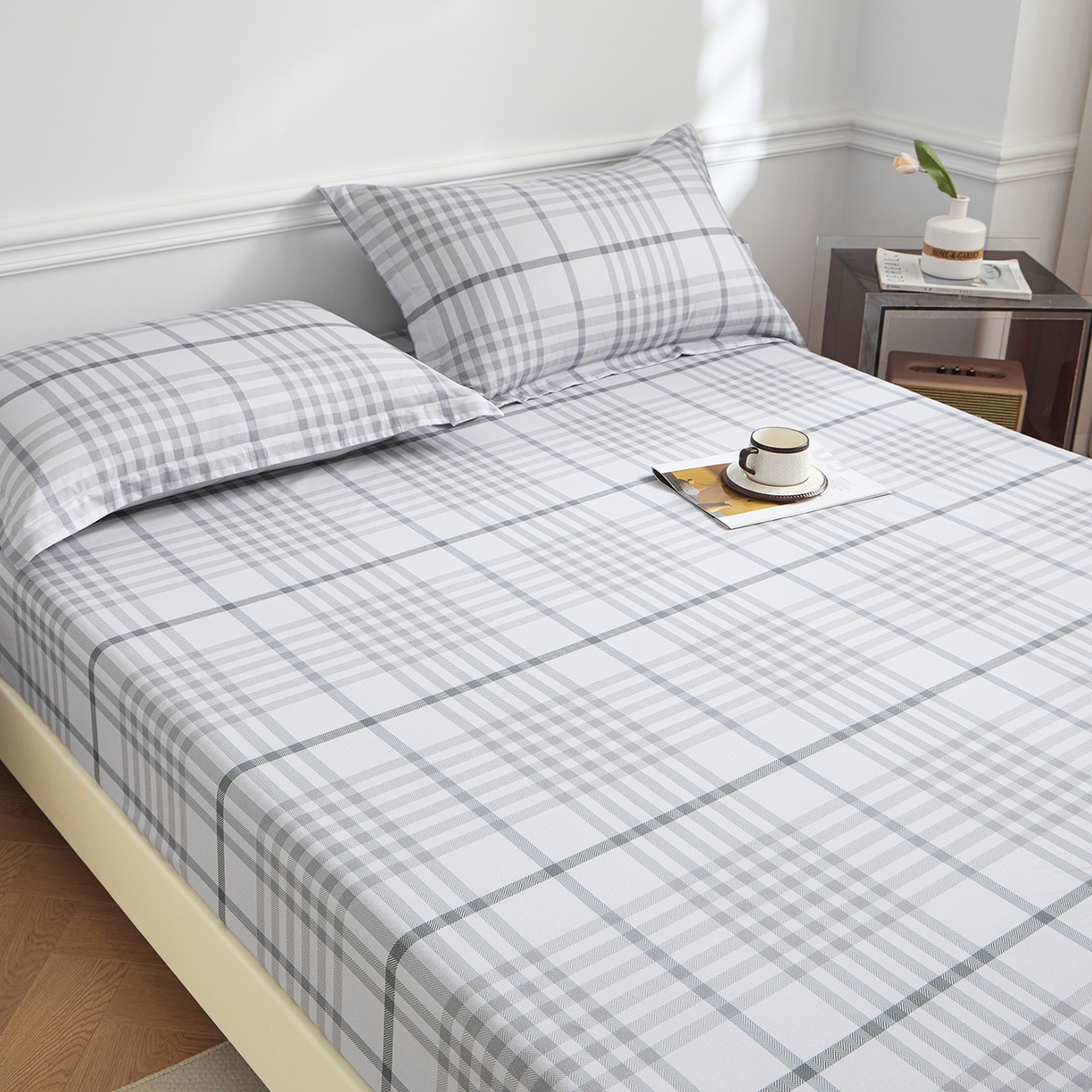 91家纺网 家纺一手货源 找家纺 元元家居（元元被业） 2026新款全棉13372套件及单品【印花款】-单床笠 格调