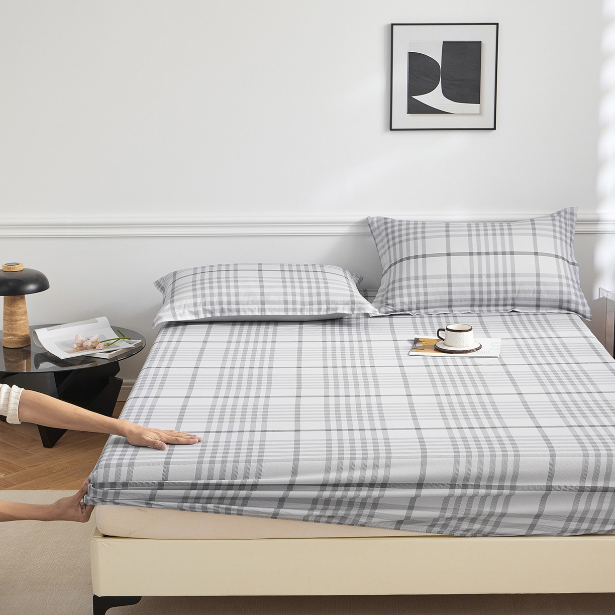 91家纺网 家纺一手货源 找家纺 元元家居（元元被业） 2026新款全棉13372套件及单品【印花款】-单床笠 格调