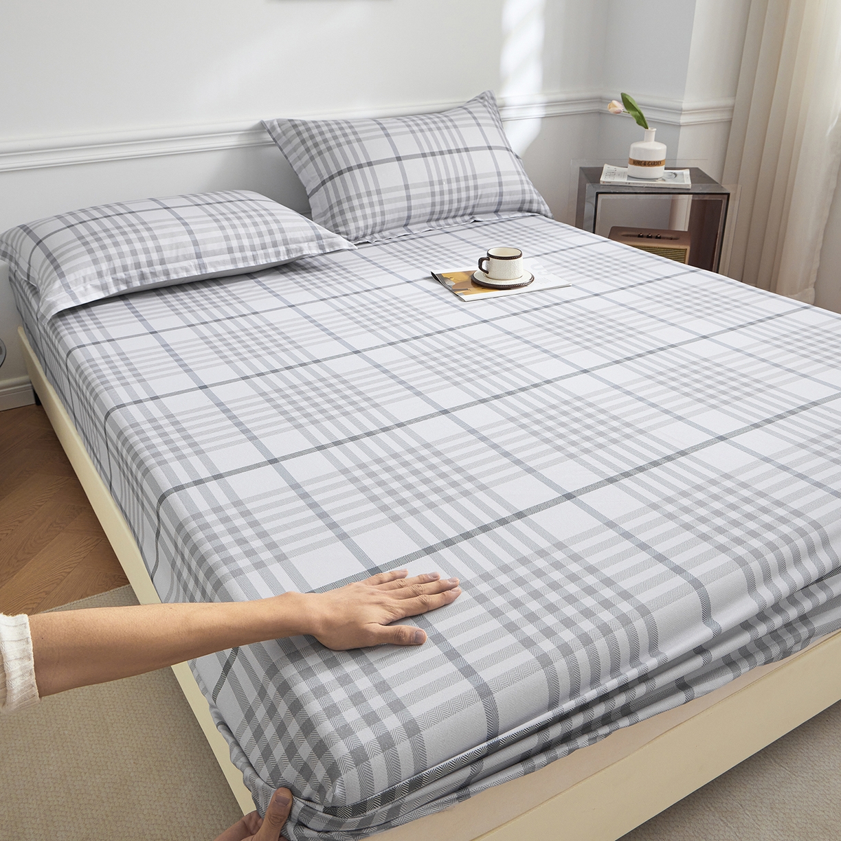 91家纺网 家纺一手货源 找家纺 元元家居（元元被业） 2026新款全棉13372套件及单品【印花款】-单床笠 格调