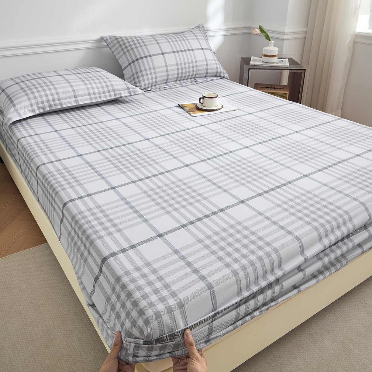 91家纺网 家纺一手货源 找家纺 元元家居（元元被业） 2026新款全棉13372套件及单品【印花款】-单床笠 格调