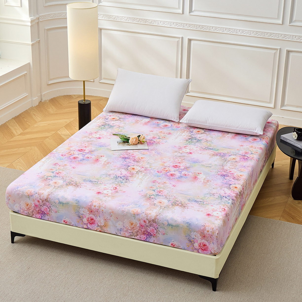 91家纺网 家纺一手货源 找家纺 元元家居（元元被业） 2026新款全棉13372套件及单品【印花款】-单床笠 红颜