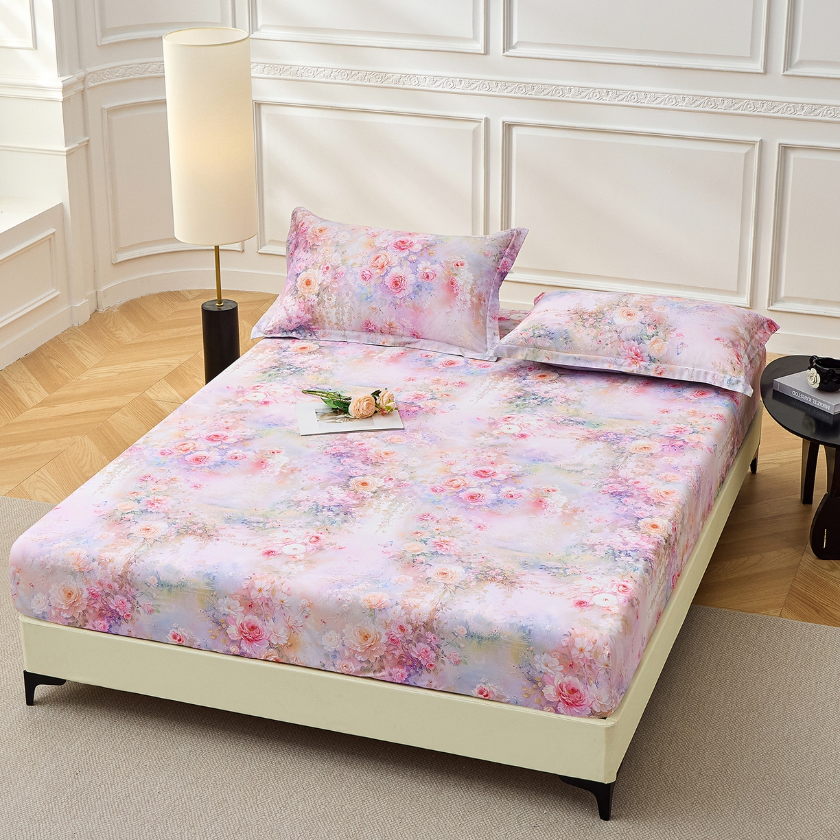 91家纺网 家纺一手货源 找家纺 元元家居（元元被业） 2026新款全棉13372套件及单品【印花款】-单床笠 红颜