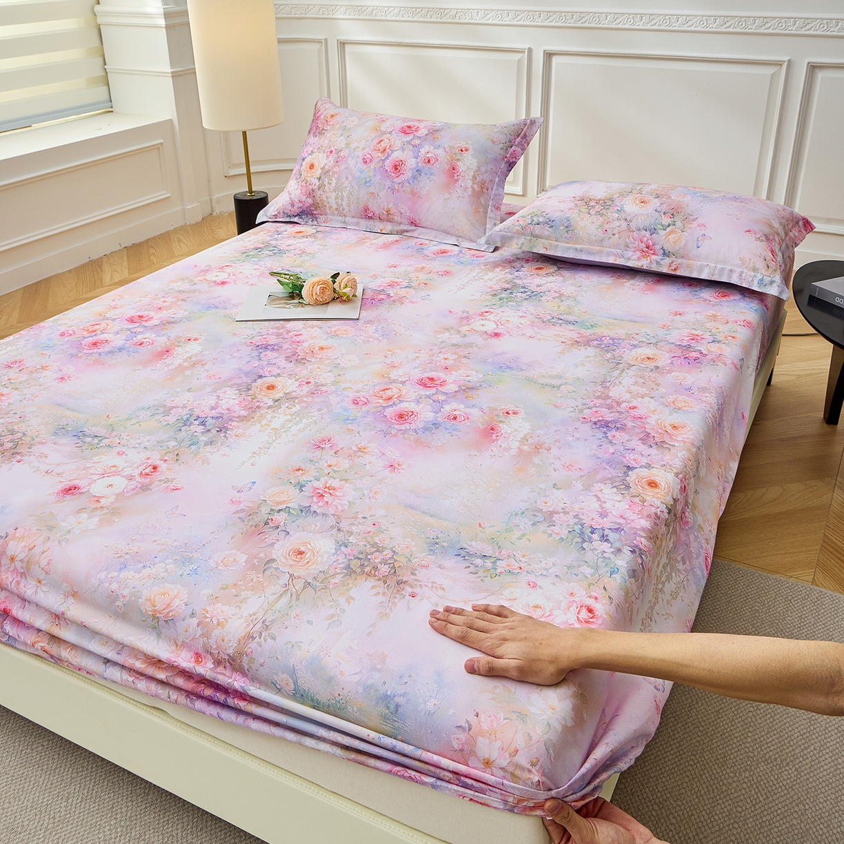 91家纺网 家纺一手货源 找家纺 元元家居（元元被业） 2026新款全棉13372套件及单品【印花款】-单床笠 红颜