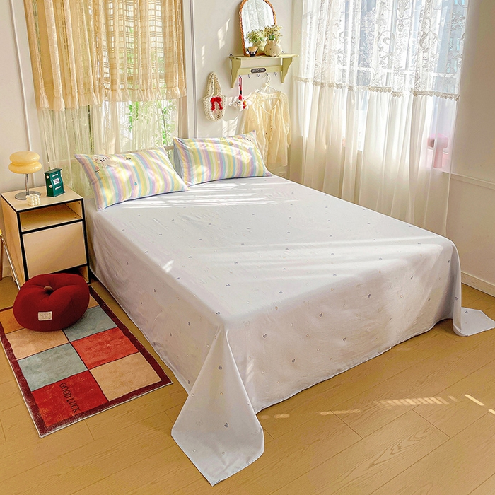 91家纺网 家纺一手货源 找家纺 暖意家纺 2026新款全棉贴布绣云朵兔四件套系列 云朵兔 蓝