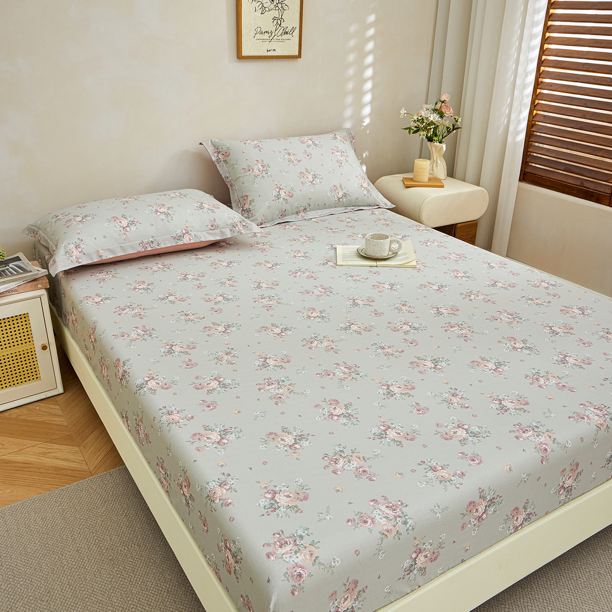 91家纺网 家纺一手货源 找家纺 元元家居（元元被业） 2026新款全棉13372套件及单品【印花款】-单床笠 金溪