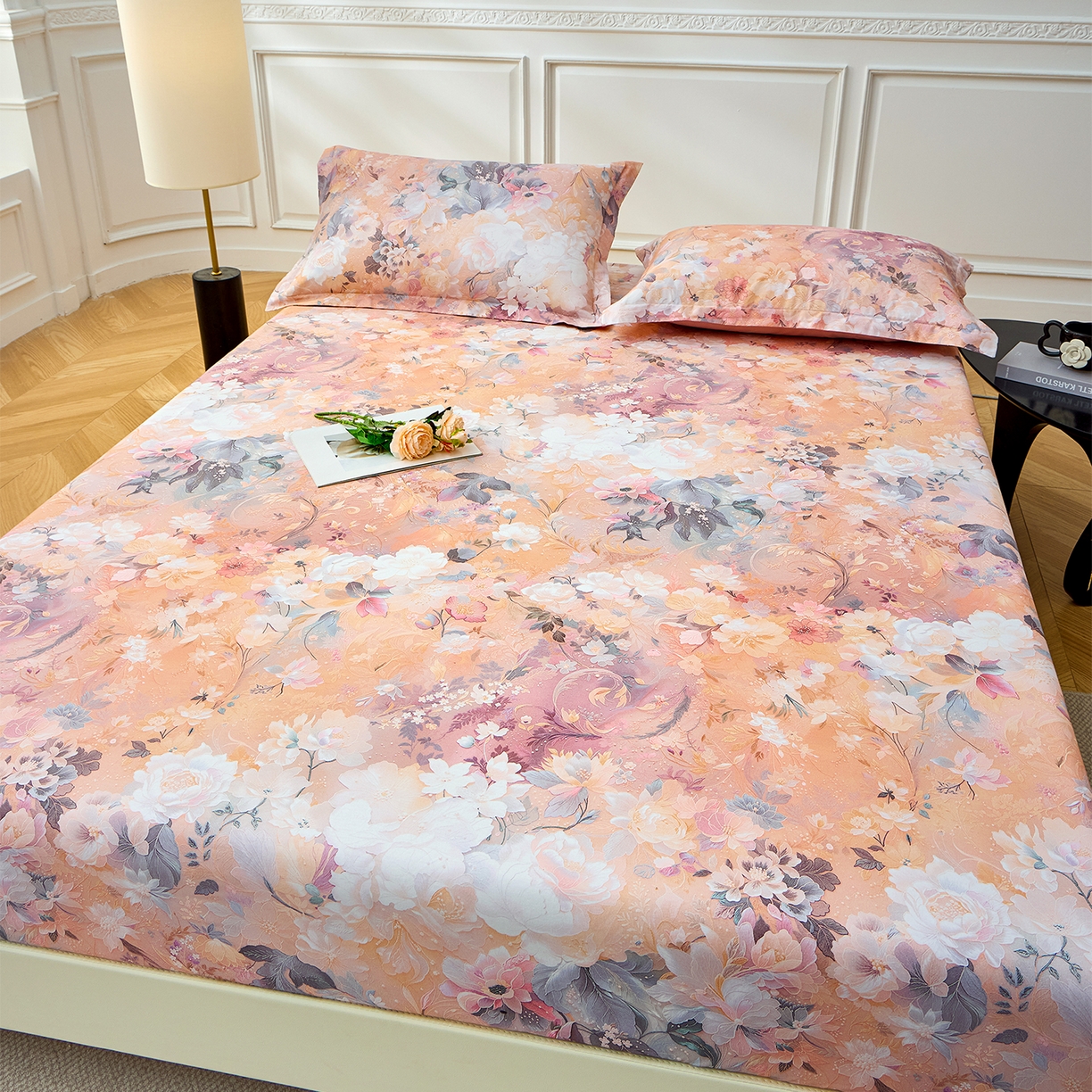 91家纺网 家纺一手货源 找家纺 元元家居（元元被业） 2026新款全棉13372套件及单品【印花款】-单床笠 惊艳