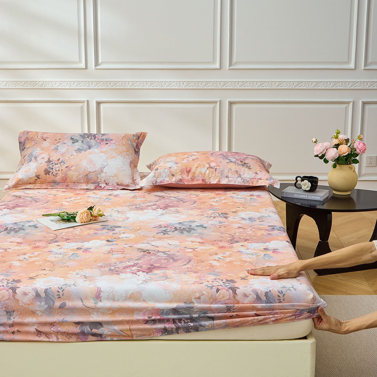 91家纺网 家纺一手货源 找家纺 元元家居（元元被业） 2026新款全棉13372套件及单品【印花款】-单床笠 惊艳