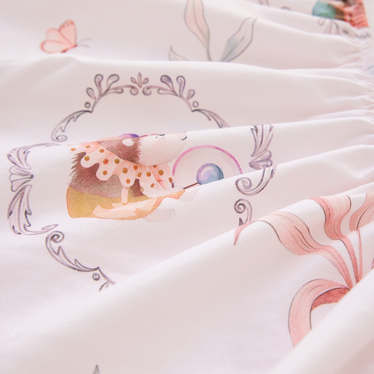 91家纺网 家纺一手货源 找家纺 元元家居（元元被业） 2026新款全棉13372套件及单品【印花款】-单床笠 乐园粉