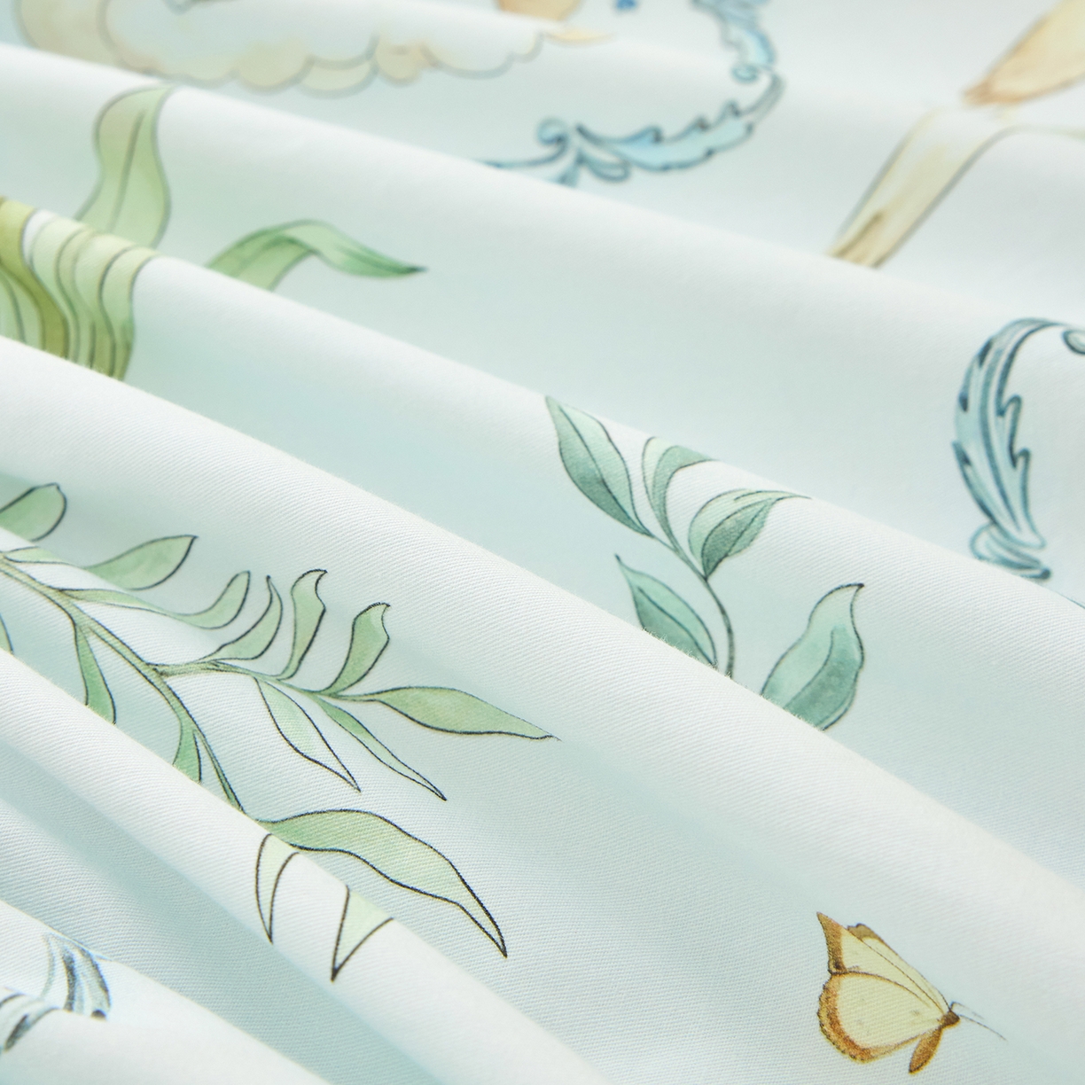 91家纺网 家纺一手货源 找家纺 元元家居（元元被业） 2026新款全棉13372套件及单品【印花款】-单床笠 乐园绿