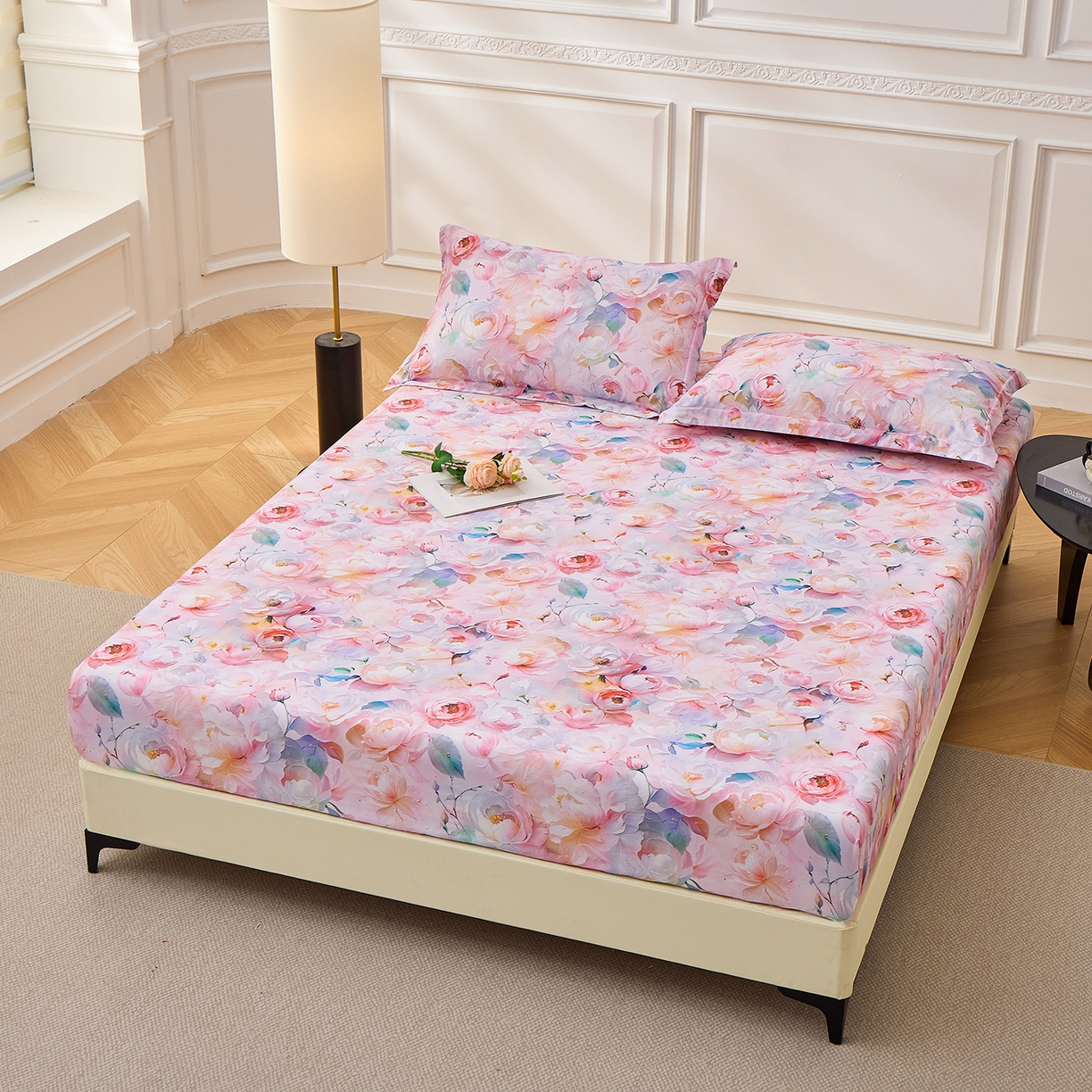 91家纺网 家纺一手货源 找家纺 元元家居（元元被业） 2026新款全棉13372套件及单品【印花款】-单床笠 凝珠