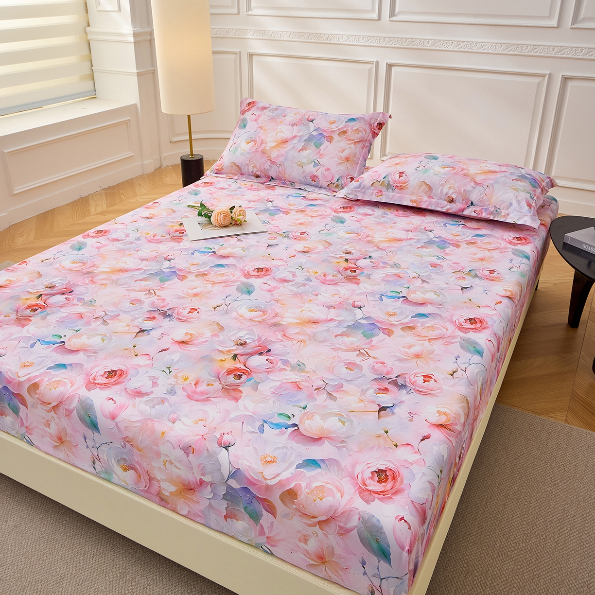 91家纺网 家纺一手货源 找家纺 元元家居（元元被业） 2026新款全棉13372套件及单品【印花款】-单床笠 凝珠