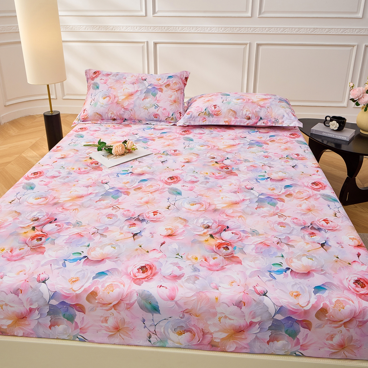 91家纺网 家纺一手货源 找家纺 元元家居（元元被业） 2026新款全棉13372套件及单品【印花款】-单床笠 凝珠