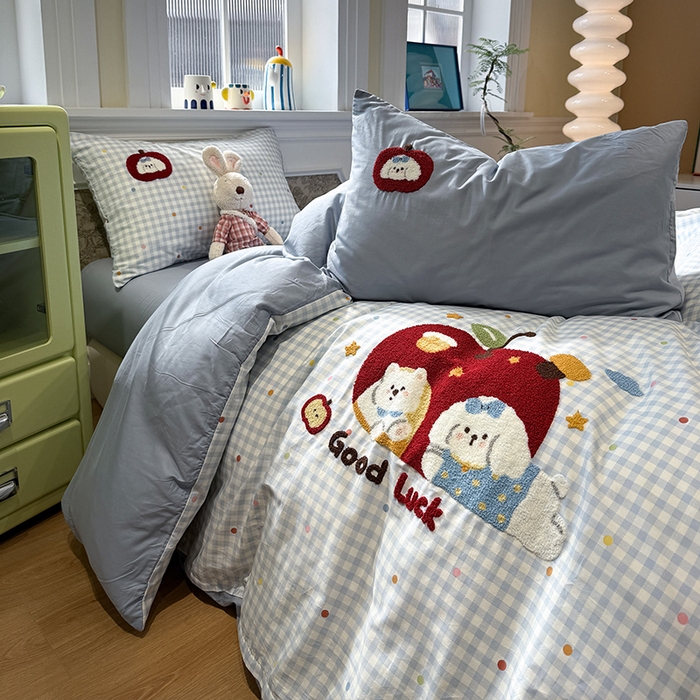 91家纺网 家纺一手货源 找家纺 （总）欣宜家纺 2026新款全棉纯棉卡通毛巾绣四件套床上用品套件