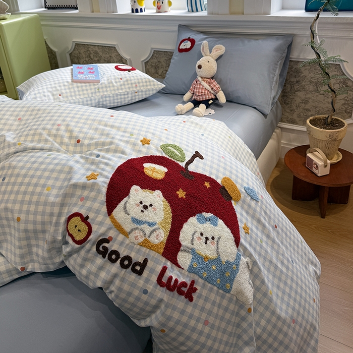 91家纺网 家纺一手货源 找家纺 （总）欣宜家纺 2026新款全棉纯棉卡通毛巾绣四件套床上用品套件