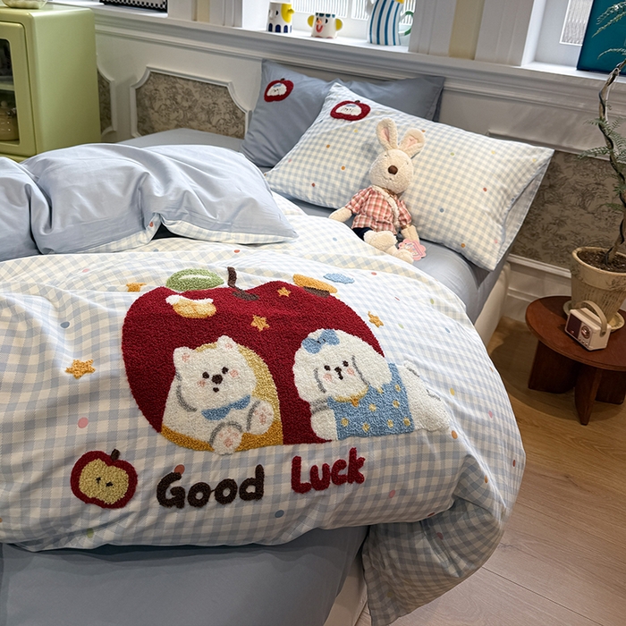 91家纺网 家纺一手货源 找家纺 （总）欣宜家纺 2026新款全棉纯棉卡通毛巾绣四件套床上用品套件