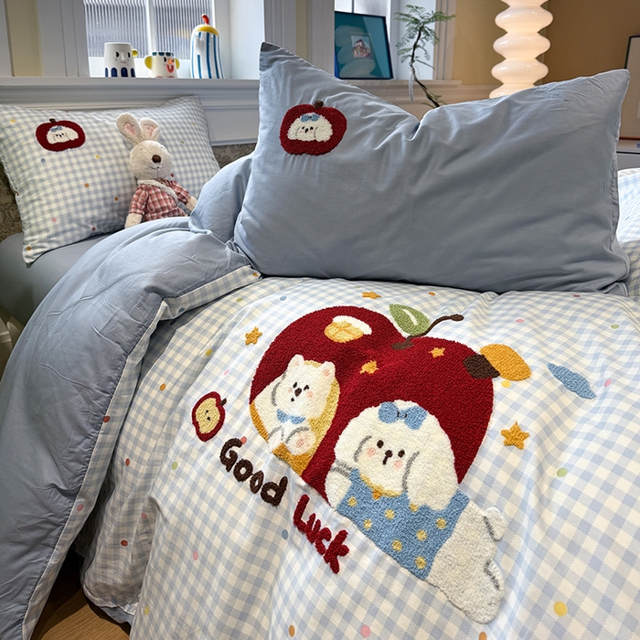 91家纺网 家纺一手货源 找家纺 （总）欣宜家纺 2026新款全棉纯棉卡通毛巾绣四件套床上用品套件