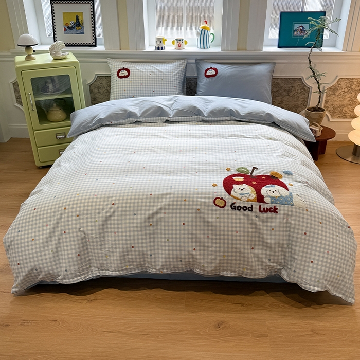 91家纺网 家纺一手货源 找家纺 （总）欣宜家纺 2026新款全棉纯棉卡通毛巾绣四件套床上用品套件