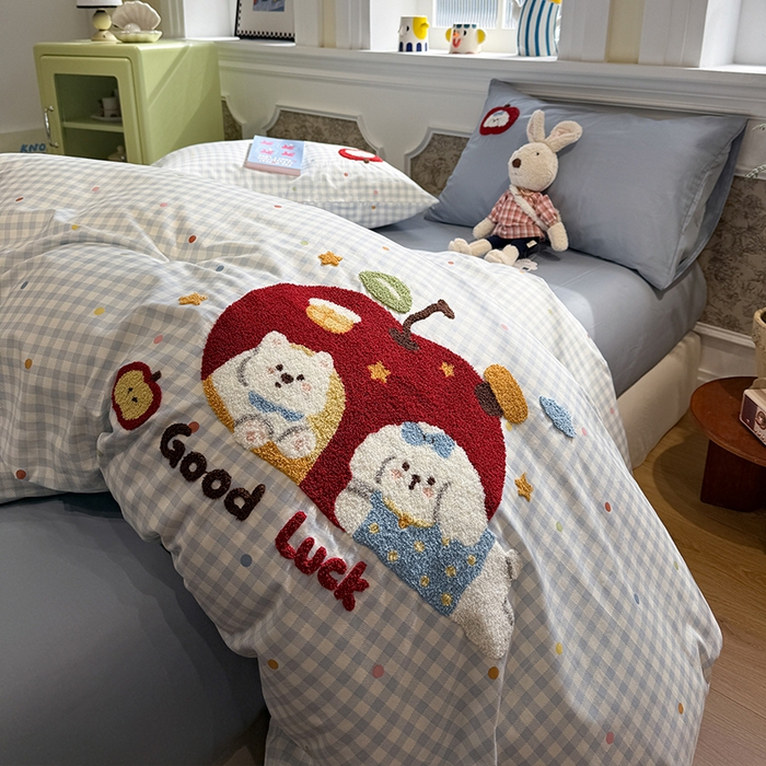 91家纺网 家纺一手货源 找家纺 （总）欣宜家纺 2026新款全棉纯棉卡通毛巾绣四件套床上用品套件