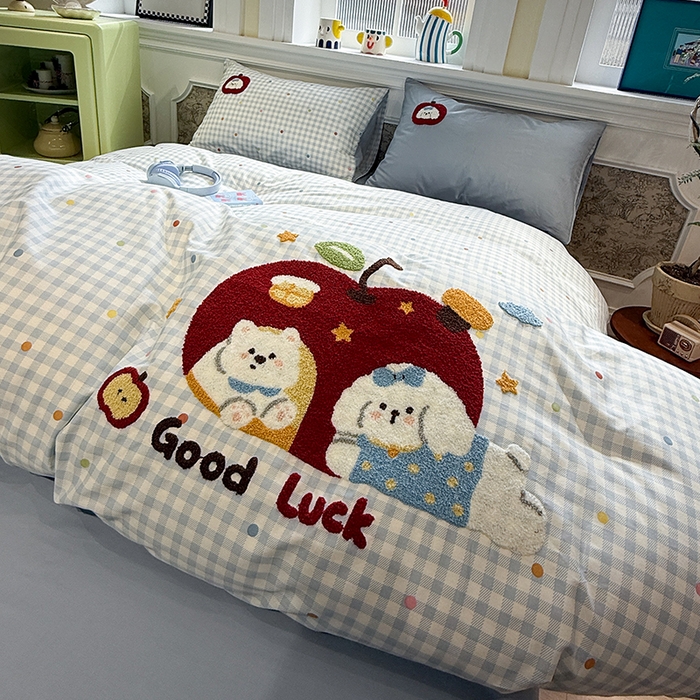 91家纺网 家纺一手货源 找家纺 （总）欣宜家纺 2026新款全棉纯棉卡通毛巾绣四件套床上用品套件