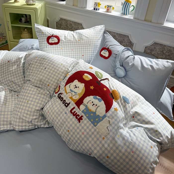 91家纺网 家纺一手货源 找家纺 （总）欣宜家纺 2026新款全棉纯棉卡通毛巾绣四件套床上用品套件