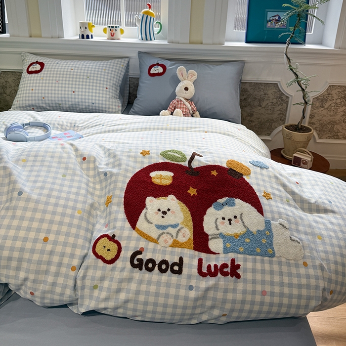 91家纺网 家纺一手货源 找家纺 （总）欣宜家纺 2026新款全棉纯棉卡通毛巾绣四件套床上用品套件